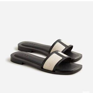 NEW IN BOX! J CREW GEORGINA Sandals Womens 7 Black Canvas & Leather